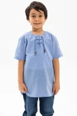 Kısa Kol Şile Bezi Zımbalı Yazlık Erkek Çocuk Tshirt Mavi 3032 9-10 Yaş Mavi thumbnail 1