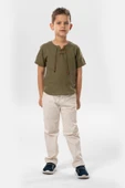 Kısa Kol Şile Bezi Zımbalı Yazlık Erkek Çocuk Tshirt Haki 3049 1-2 Yaş Haki thumbnail 4