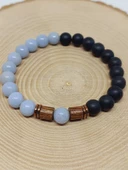 Angelit & Oniks Taşı 8mm Unisex Tasarım Bileklik Hawaii Model (3927) thumbnail 6