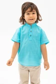 Kısa Kol Şantuklu Pamuk Bodrum Yazlık Erkek Çocuk Tshirt Açık Turkuaz 3075 1-2 Yaş Açık Turkuaz thumbnail 3