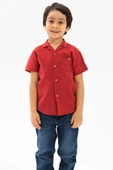 Kısa Kol Şile Bezi Tek Cepli Erkek Yazlık Çocuk Gömlek Kırmızı 3051 2-3 Yaş Kırmızı - 3