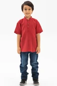 Kısa Kol Şantuklu Pamuk Bodrum Yazlık Erkek Çocuk Tshirt Kırmızı 3051 1-2 Yaş Kırmızı thumbnail 1