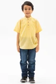 Kısa Kol Şantuklu Pamuk Bodrum Yazlık Erkek Çocuk Tshirt Sarı 3073 1-2 Yaş Sarı thumbnail 1