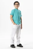 Kısa Kol Şantuklu Pamuk Bodrum Yazlık Erkek Çocuk Tshirt Turkuaz 3054 1-2 Yaş Turkuaz thumbnail 5