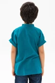 Kısa Kol Şantuklu Pamuk Bodrum Yazlık Erkek Çocuk Tshirt Petrol 3053 1-2 Yaş Petrol thumbnail 2