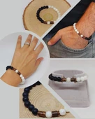 Aytaşı & Oniks Taşı 8mm Unisex Tasarım Bileklik Hawaii Model (9336) thumbnail 1