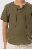 Kısa Kol Şile Bezi Zımbalı Yazlık Erkek Çocuk Tshirt Haki 3049 1-2 Yaş Haki thumbnail 3