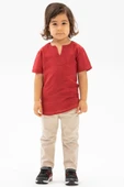 Kısa Kol Şile Bezi Bisiklet Yaka Yazlık Erkek Çocuk Tshirt Kırmızı 3051 1-2 Yaş Kırmızı thumbnail 1