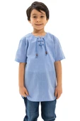 Kısa Kol Şile Bezi Zımbalı Yazlık Erkek Çocuk Tshirt Mavi 3032 9-10 Yaş Mavi thumbnail 5