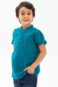 Kısa Kol Şantuklu Pamuk Bodrum Yazlık Erkek Çocuk Tshirt Petrol 3053 1-2 Yaş Petrol thumbnail 3