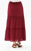 Uzun Şile Bezi Dantelli Yazlık Etek Bordo Brd S/M Bordo - 3