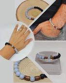 Angelit & Oniks Taşı 8mm Unisex Tasarım Bileklik Hawaii Model (3927) thumbnail 1