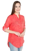 Uzun Kol Şile Bezi Akasya Yazlık Bluz Mercan Mrcn S Mercan thumbnail 4