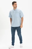 Kısa Kol Şile Bezi Tek Cepli Hakim Yaka Erkek Yazlık Tshirt Buz Mavi 3027 S Buz Mavi - 1