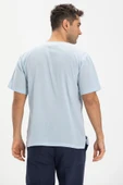 Kısa Kol Şile Bezi Bisiklet Yaka Erkek Yazlık Tshirt Buz Mavi 3027 - 2