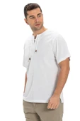 Kısa Kol Şile Bezi Zımbalı Erkek Yazlık Tshirt Beyaz 3001 - 5