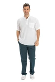 Kısa Kol Şile Bezi Tek Cepli Hakim Yaka Erkek Yazlık Tshirt Beyaz 3001 - 5
