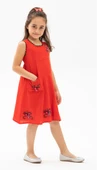 Burçak Şile Bezi Kız Çocuk Yazlık Elbise Kırmızı Krmz thumbnail 1