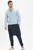 Şile Bezi Kapüşonlu Erkek Yazlık Sweatshirt Buz Mavi Bmv 2XL Buz Mavi - 4