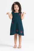 Burçak Şile Bezi Kız Çocuk Yazlık Elbise Petrol Ptrl thumbnail 1