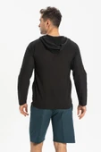 Şile Bezi Kapüşonlu Erkek Yazlık Sweatshirt Siyah Syh S Siyah - 2