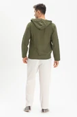 Şile Bezi Kapüşonlu Erkek Yazlık Sweatshirt Haki Hk 2XL Haki - 2