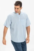 Kısa Kol Şile Bezi Tek Cepli Hakim Yaka Erkek Yazlık Tshirt Buz Mavi 3027 S Buz Mavi - 4