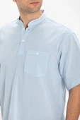 Kısa Kol Şile Bezi Tek Cepli Hakim Yaka Erkek Yazlık Tshirt Buz Mavi 3027 S Buz Mavi - 3