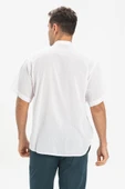 Kısa Kol Şile Bezi Tek Cepli Hakim Yaka Erkek Yazlık Tshirt Beyaz 3001 - 2