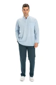 Uzun Kol Şile Bezi Tek Cepli Hakim Yaka Erkek Yazlık Tshirt Buz Mavi 3027 S Buz Mavi - 7