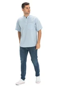 Kısa Kol Şile Bezi Tek Cepli Hakim Yaka Erkek Yazlık Tshirt Buz Mavi 3027 S Buz Mavi - 6