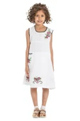 Burçak Şile Bezi Kız Çocuk Yazlık Elbise Beyaz Byz - 5