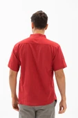 Kısa Kol Şantuklu Pamuk Bodrum Erkek Yazlık Tshirt Kırmızı 3051 S Kırmızı - 2