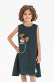 Ece Şile Bezi Kız Çocuk Yazlık Elbise Petrol Ptrl thumbnail 3