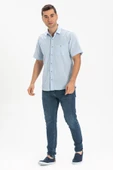 Kısa Kol Şile Bezi Tek Cepli Erkek Yazlık Gömlek Buz Mavi 3027 - 1
