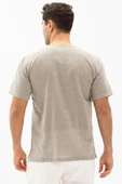 Kısa Kol Şile Bezi Zımbalı Erkek Yazlık Tshirt Taş 3031 - 2