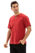 Kısa Kol Şile Bezi Bisiklet Yaka Erkek Yazlık Tshirt Kırmızı 3051 - 6