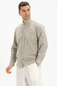 Uzun Kol Şile Bezi Hakim Yaka Tek Cepli Erkek Yazlık Gömlek Taş 3031 - 4