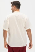 Kısa Kol Şile Bezi Tek Cepli Hakim Yaka Erkek Yazlık Tshirt Krem 3002 - 2