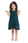 Burçak Şile Bezi Kız Çocuk Yazlık Elbise Petrol Ptrl thumbnail 7