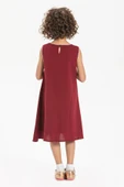 Ece Şile Bezi Kız Çocuk Yazlık Elbise Bordo Brd thumbnail 2