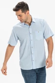 Kısa Kol Şile Bezi Tek Cepli Erkek Yazlık Gömlek Buz Mavi 3027 - 3