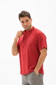 Kısa Kol Şantuklu Pamuk Bodrum Erkek Yazlık Tshirt Kırmızı 3051 S Kırmızı - 3