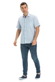 Kısa Kol Şile Bezi Tek Cepli Erkek Yazlık Gömlek Buz Mavi 3027 - 6