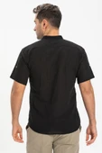 Kısa Kol Şantuklu Pamuk Bodrum Erkek Yazlık Tshirt Siyah 3003 - 2