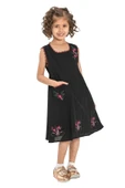 Burçak Şile Bezi Kız Çocuk Yazlık Elbise Siyah Syh 2-3 Yaş Siyah - 6