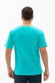 Kısa Kol Şile Bezi Bisiklet Yaka Erkek Yazlık Tshirt Turkuaz 3054 - 2