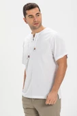 Kısa Kol Şile Bezi Zımbalı Erkek Yazlık Tshirt Beyaz 3001 - 1