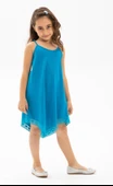 Çağla Şile Bezi Kız Çocuk Yazlık Elbise Turkuaz Trkz - 1
