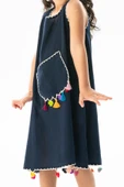 Mine Şile Bezi Çocuk Yazlık Elbise Lacivert Lcvt thumbnail 3